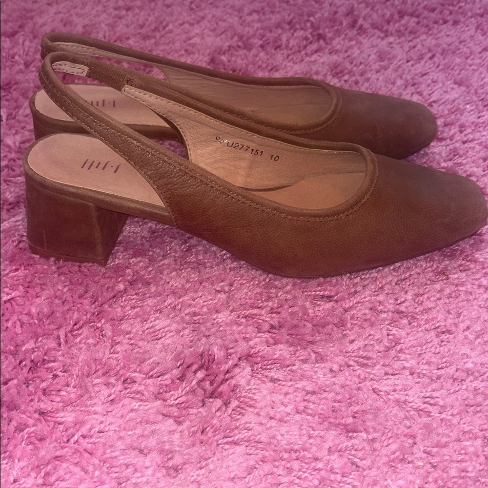 J. Jill Siri Suede Leather Slingback Heels Cognac Brown Size 10 - Picture 7 of 9
